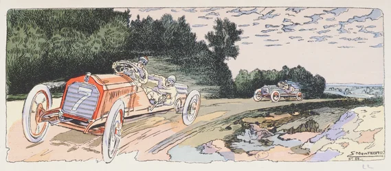 Arthur Duray en su Lorraine-Dietrich compitiendo en el rally de las Ardenas en 1906, c.1910